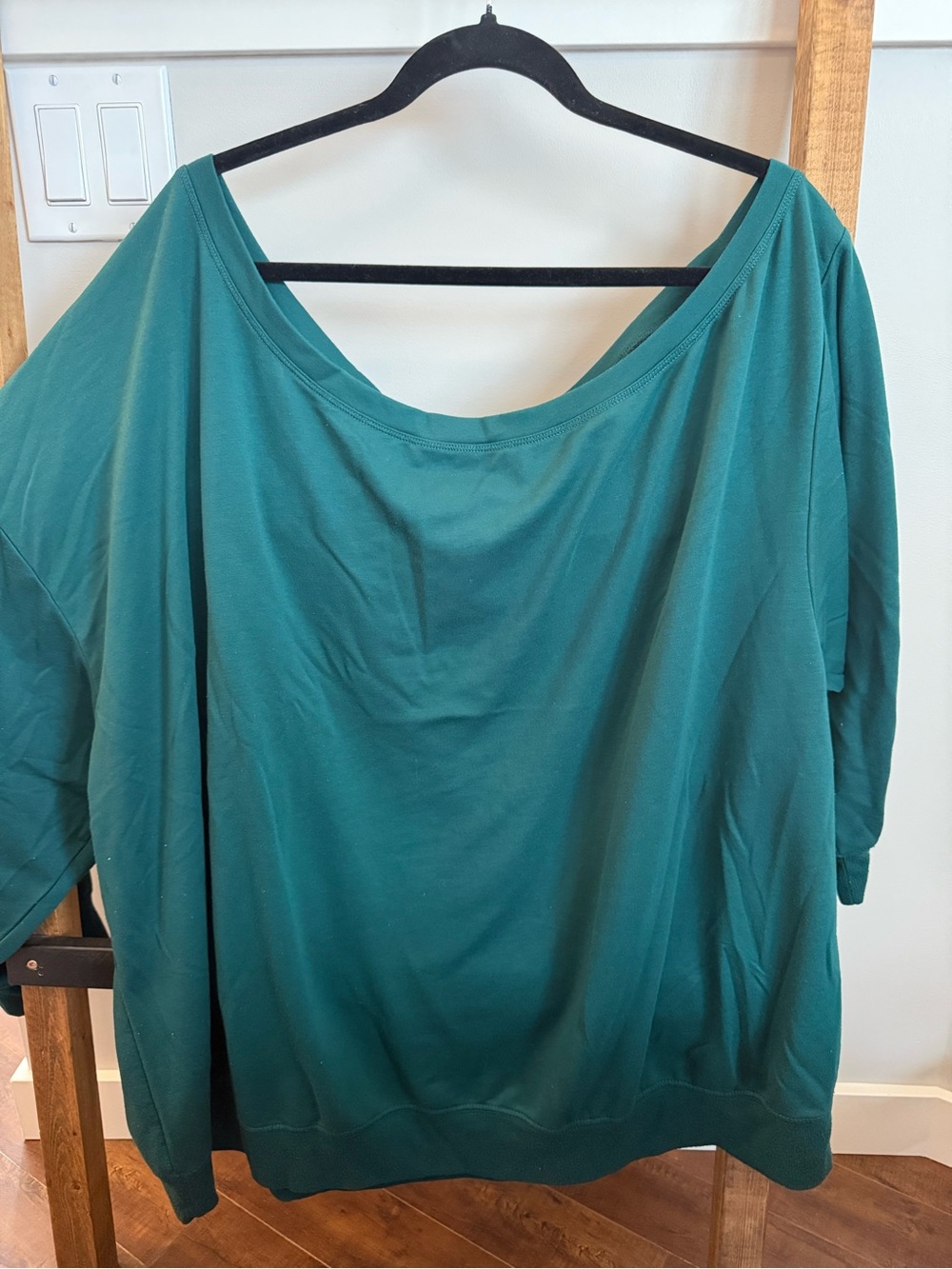 Women’s Off the Shoulder Emerald Green Sweatshirt